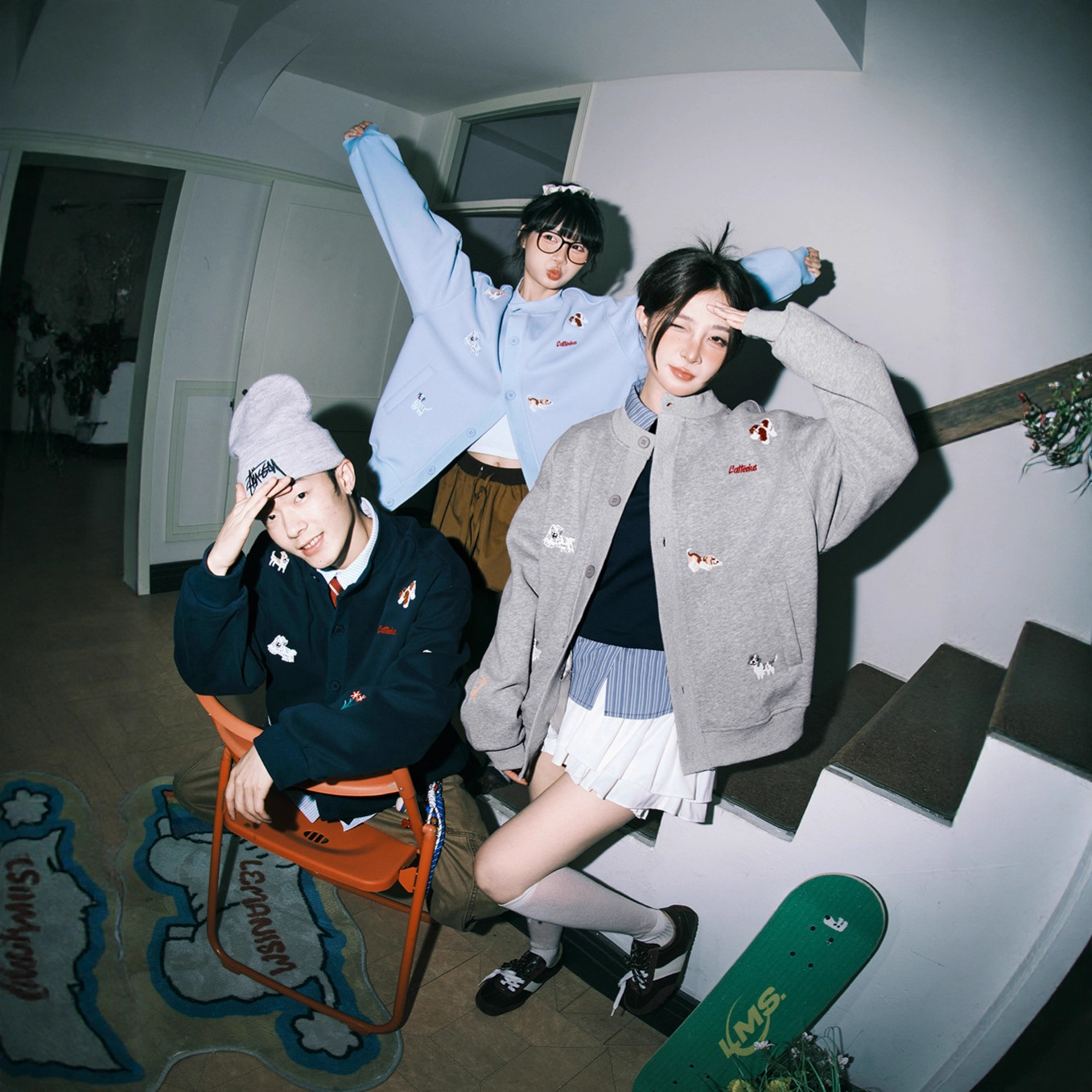 美式街头潮流小狗刺绣棒球服