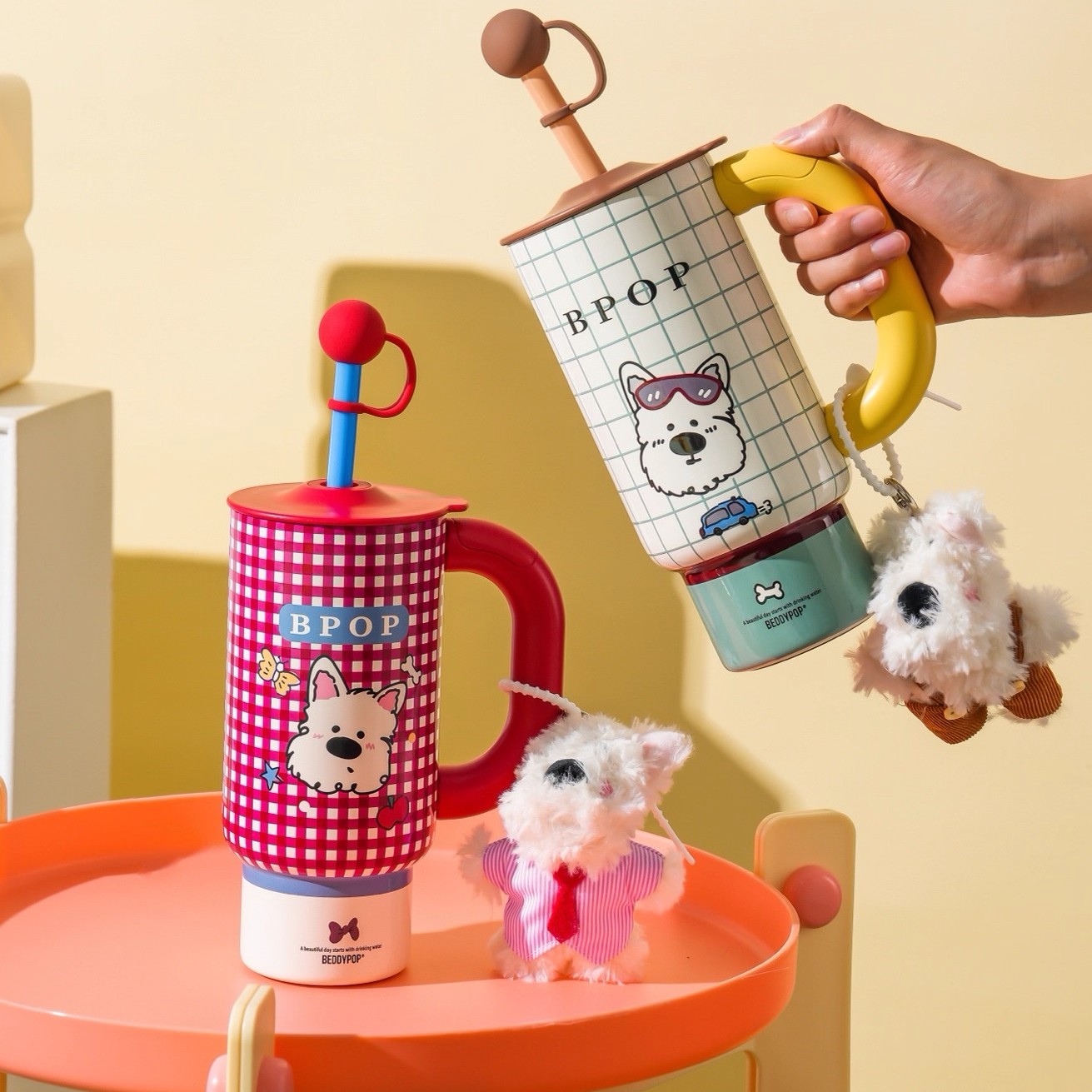 杯具熊巨润保温杯大容量咖啡杯女生高颜值吸管杯可爱冰霸杯圣诞礼