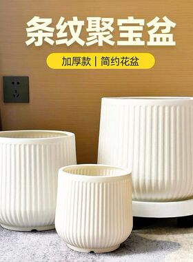 高级感塑料花盆带轮托盆大口径