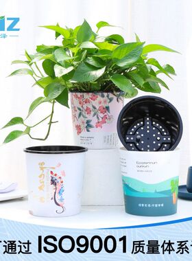 文创懒人自吸水花盆可视水位窗