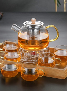 耐高温玻璃泡茶壶防爆透明钢漏煮茶壶高硼硅玻璃茶具套装商用家用