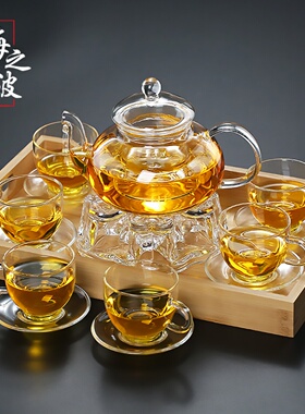 耐热玻璃功夫茶壶花茶壶过滤泡茶器加厚高温透明茶具套装家用茶杯