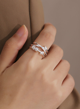 S925银戒指女个性简约算盘珠戒指