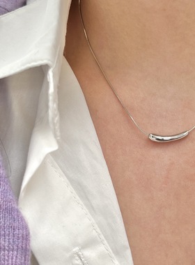 S925通体纯银小茄子银管项链