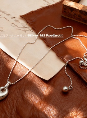 S925银不规则圆珠项链女