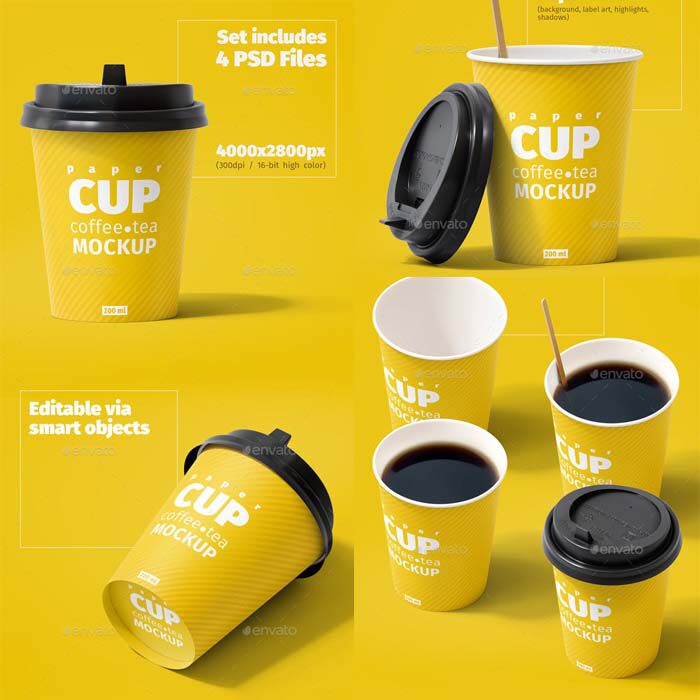 m349-mockup平面设计素材 咖啡杯包装智能贴图场景展示psd样机