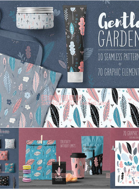 A0619矢量AI设计素材 典雅花草植物印花包装AI色板swatches+png