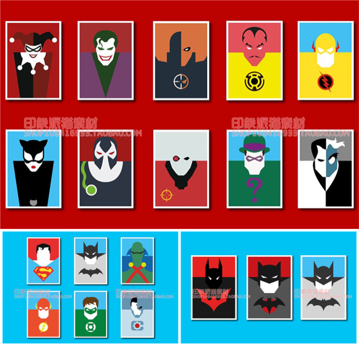 A0648矢量AI设计素材 DC漫画卡通人物形象超人蝙蝠侠绿巨人插画