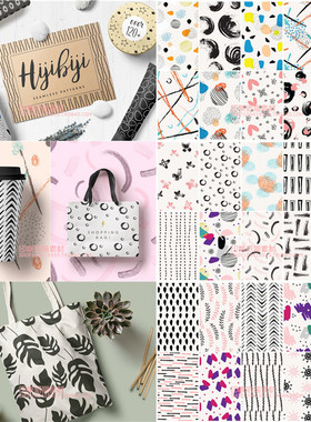 A0600矢量AI设计素材 120张几何图形印花AI色板swatches插件+png