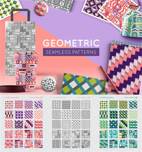 PNG高清 图 A0361矢量AI设计素材 抽象几何线条四方连续印花包装