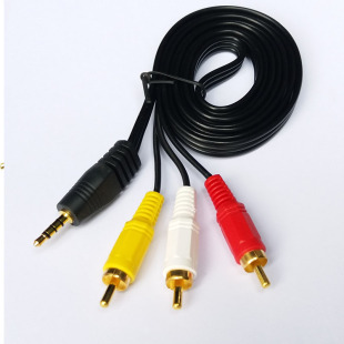 电视连接机顶盒连接线一分三音视频线1.5米AV线17MM3.5转莲花3rca