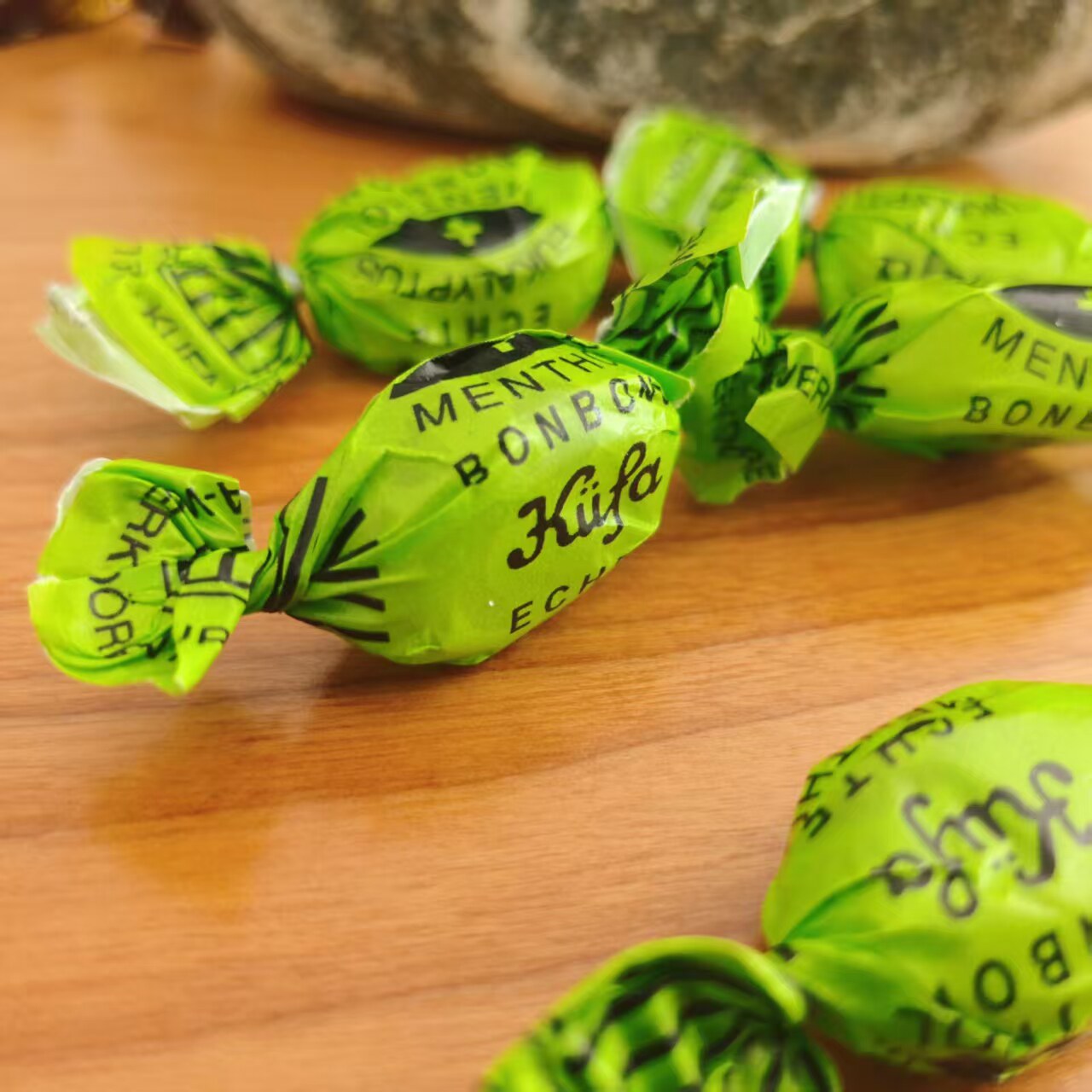 德国进口Menthol Bonbons薄荷糖果薄荷味硬糖清爽糖绿色散装半斤