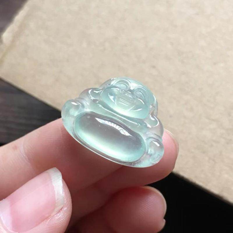 高峰翡翠-冰种晴水佛公吊坠挂件天然缅甸翡翠A货揭阳阳美带证书