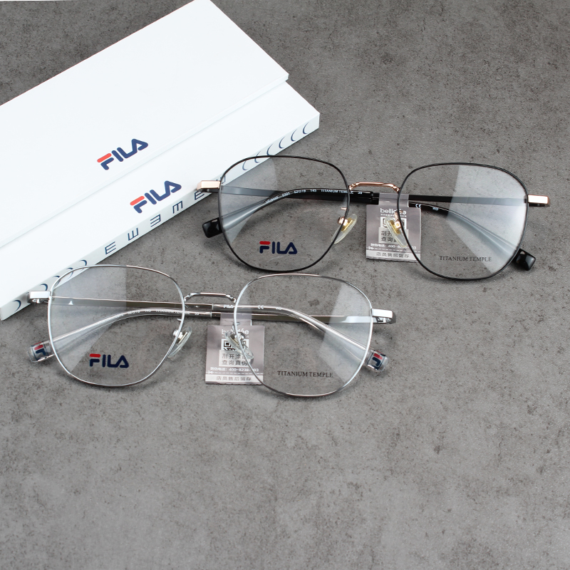 FILA时尚百搭眼镜框女斐乐斐扬VFI906F舒适休闲钛金属近视镜架男
