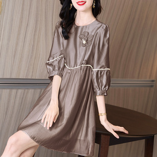 胖妹妹显瘦泡泡袖 秋季 梨形身材孕妇大码 茶歇法式 连衣裙 2022年新款