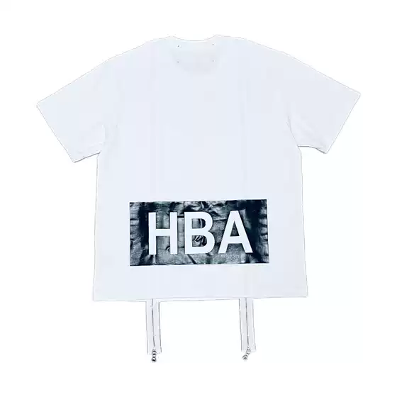 Extremely Rare Hba X Double-Sided Printed Double-Zipper Short-Sleeved White T-Shirt
