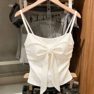 短款 带胸垫修身 上衣 新款 性感甜辣风蝴蝶结绑带吊带背心女2026春季