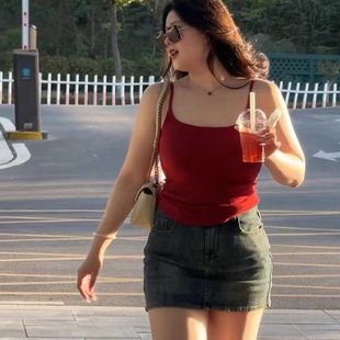 上衣大码 辣欲玩家性感纯欲风辣妹吊带背心女春夏新款 微胖mm显瘦潮