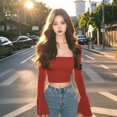 红色方领上衣女装秋冬2024新款辣妹修身独特别致喇叭袖短款打底衫