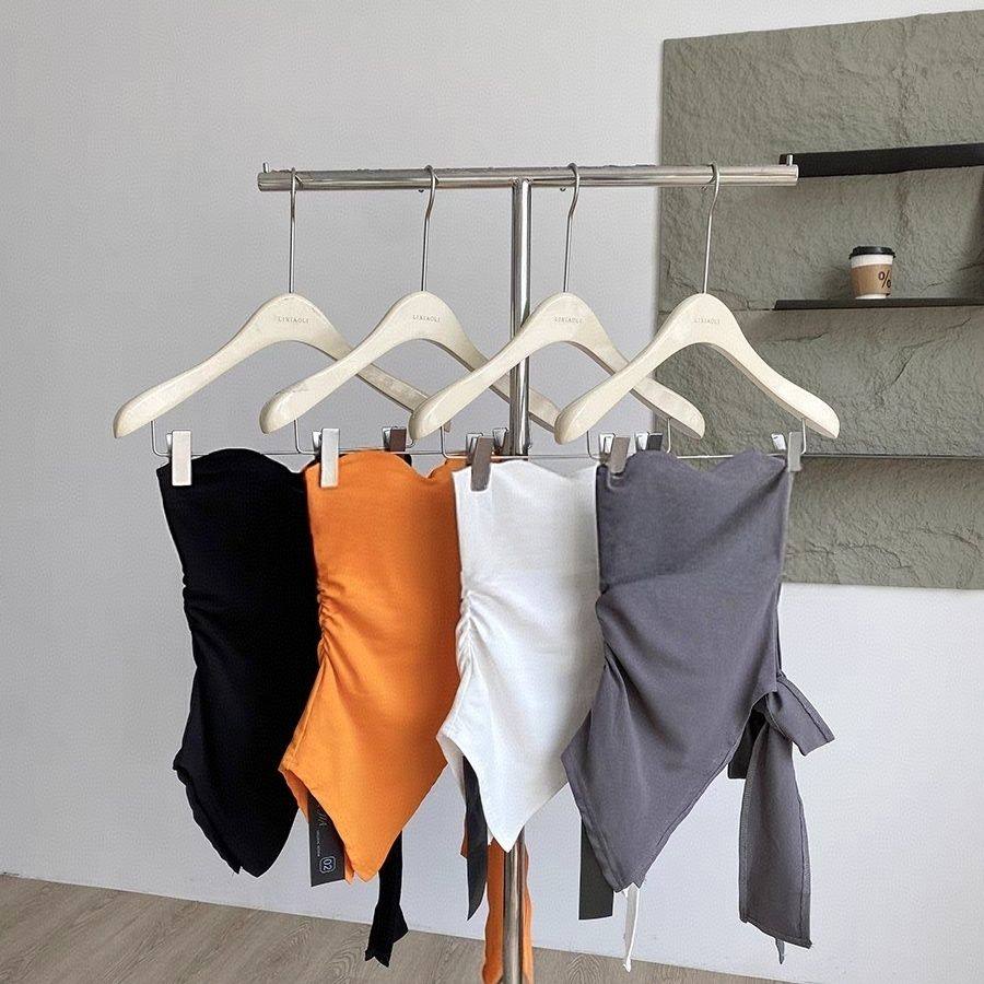 甜辣妹不规则收腰纯色抹胸背心夏季2026新款美式复古修身美背上衣