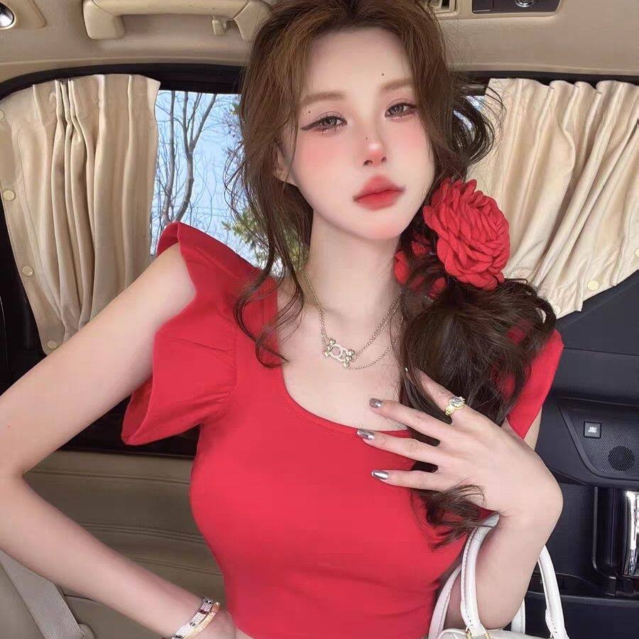 泰式绝美红色无袖吊带背心