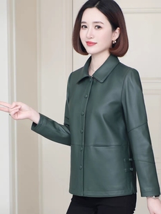 纯绵羊皮夹克外套短款2025年秋冬新款休闲妈妈海宁中式真皮皮衣女