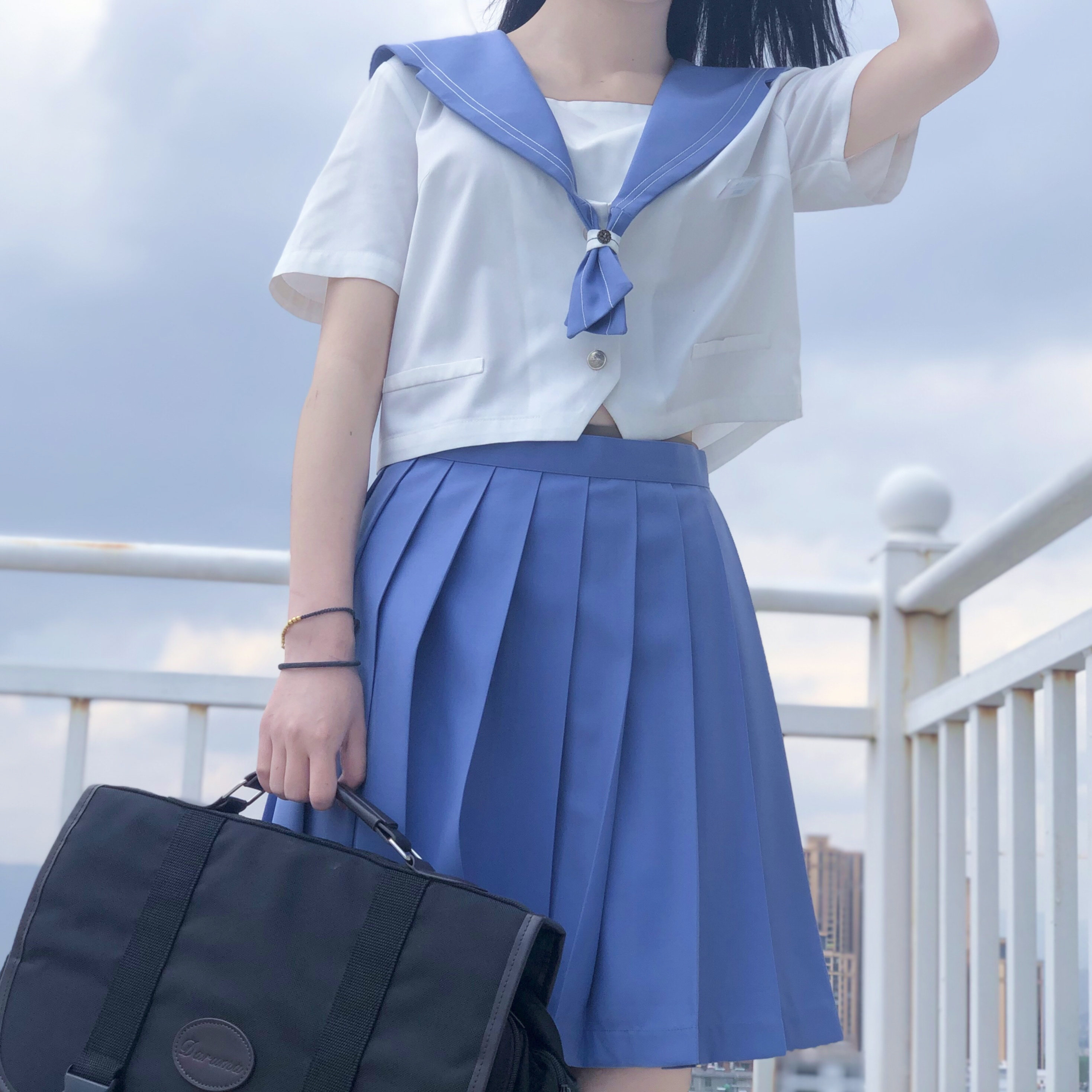 眠绵的水手服*初恋*白身蓝紫领棉线款JK制服夏服