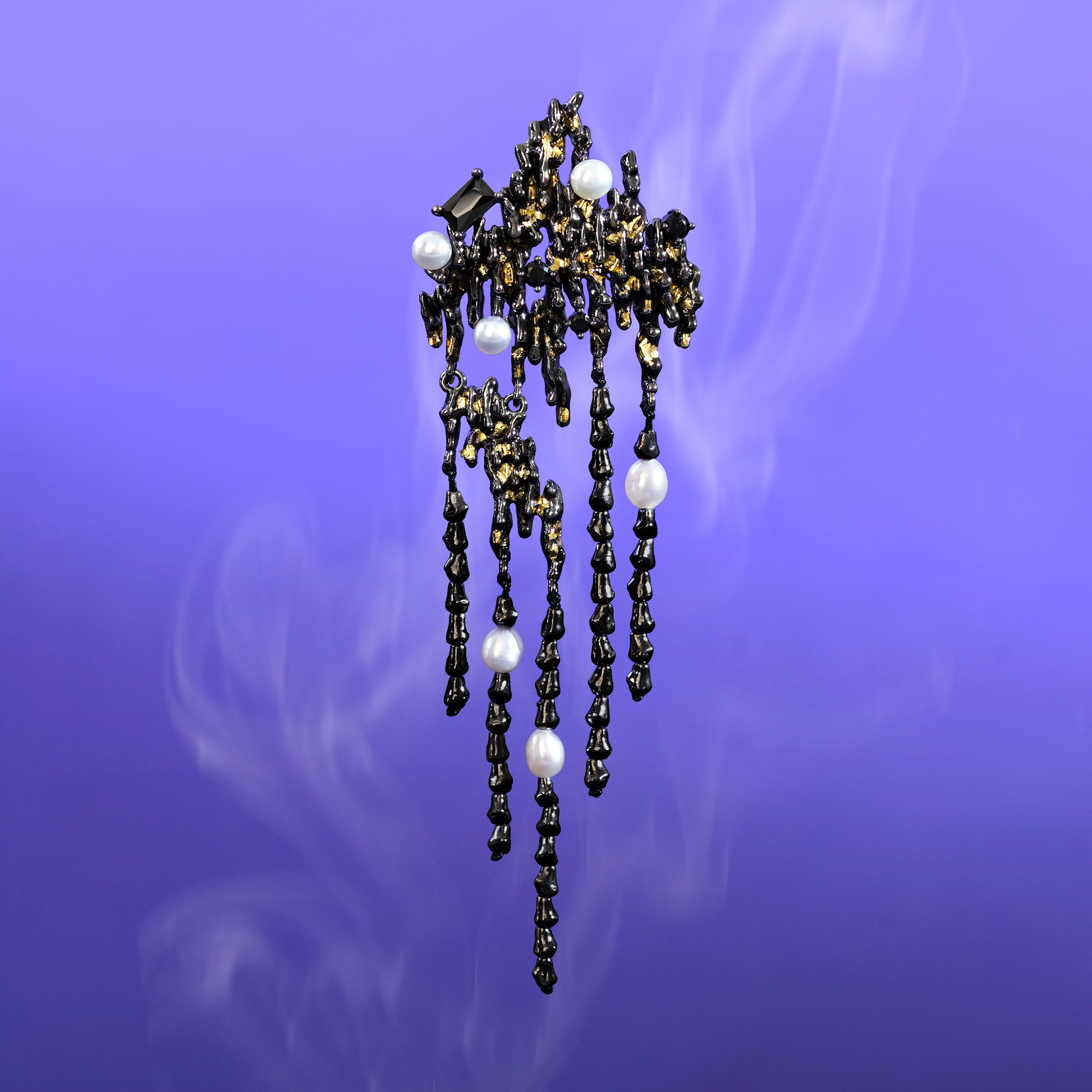 绘间酷帅气质珍珠流苏耳环耳夹