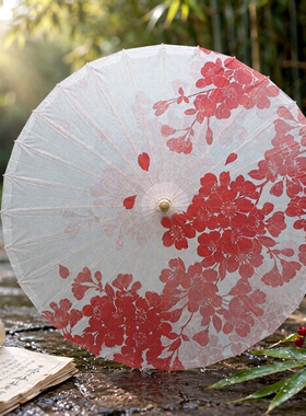 定制古典桐油纸伞防雨防晒婚礼走秀舞蹈汉服道具装饰收藏红色樱花
