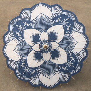 来图定制特殊油纸伞天蓝色多边形游戏伞拍照道具装饰舞蹈走秀包邮