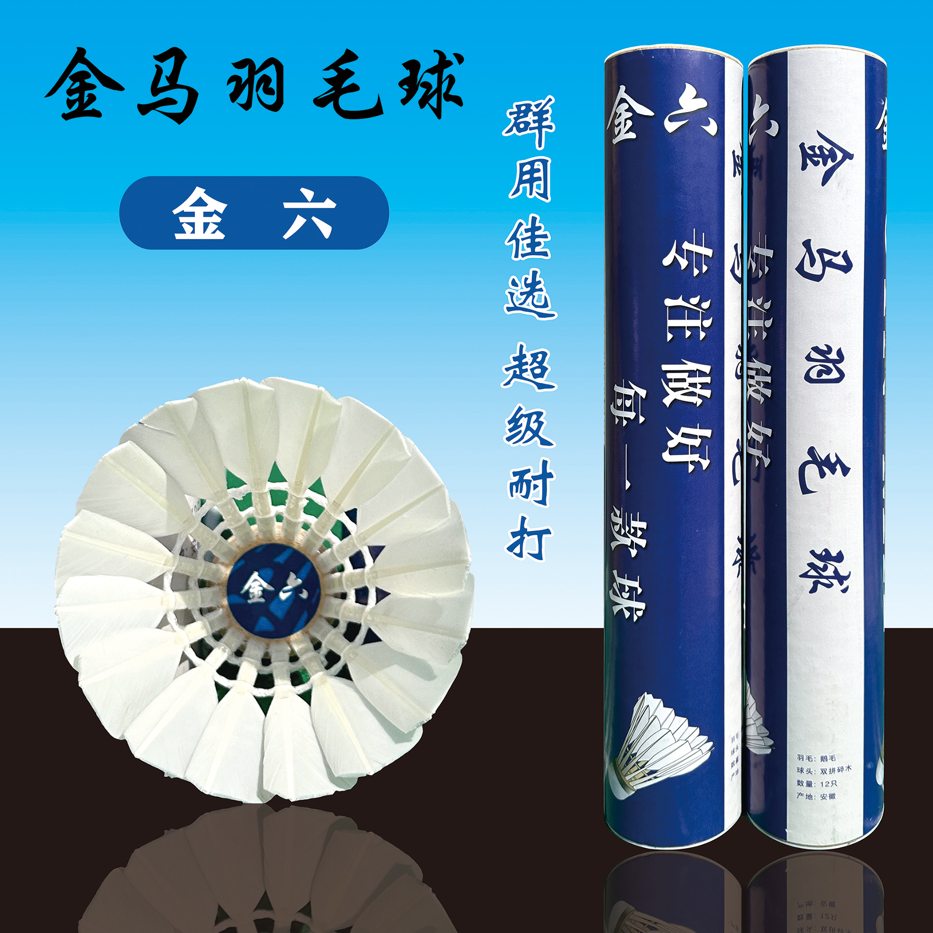大师6 YY09同款毛金六羽毛球鹅毛耐打俱乐部群活动训练用球12只装
