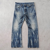 紫制品 矿石黑水洗做旧猫须微喇赤耳牛仔裤 WIROTE威络 冰川蓝