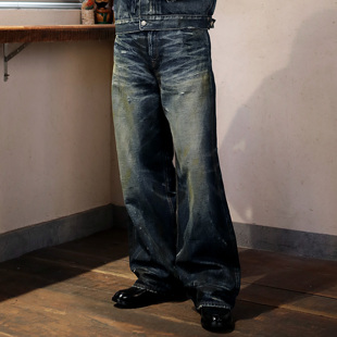 慵懒松弛风BAGGY版 牛仔裤 型 灰烬蓝棉麻牛仔透气阔腿裤 WIROTE威络