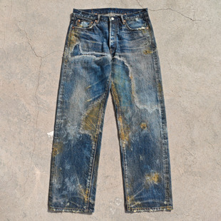 WIROTE威络“东非大裂谷”刀割手缝破洞黄泥旧化水洗赤耳牛仔裤