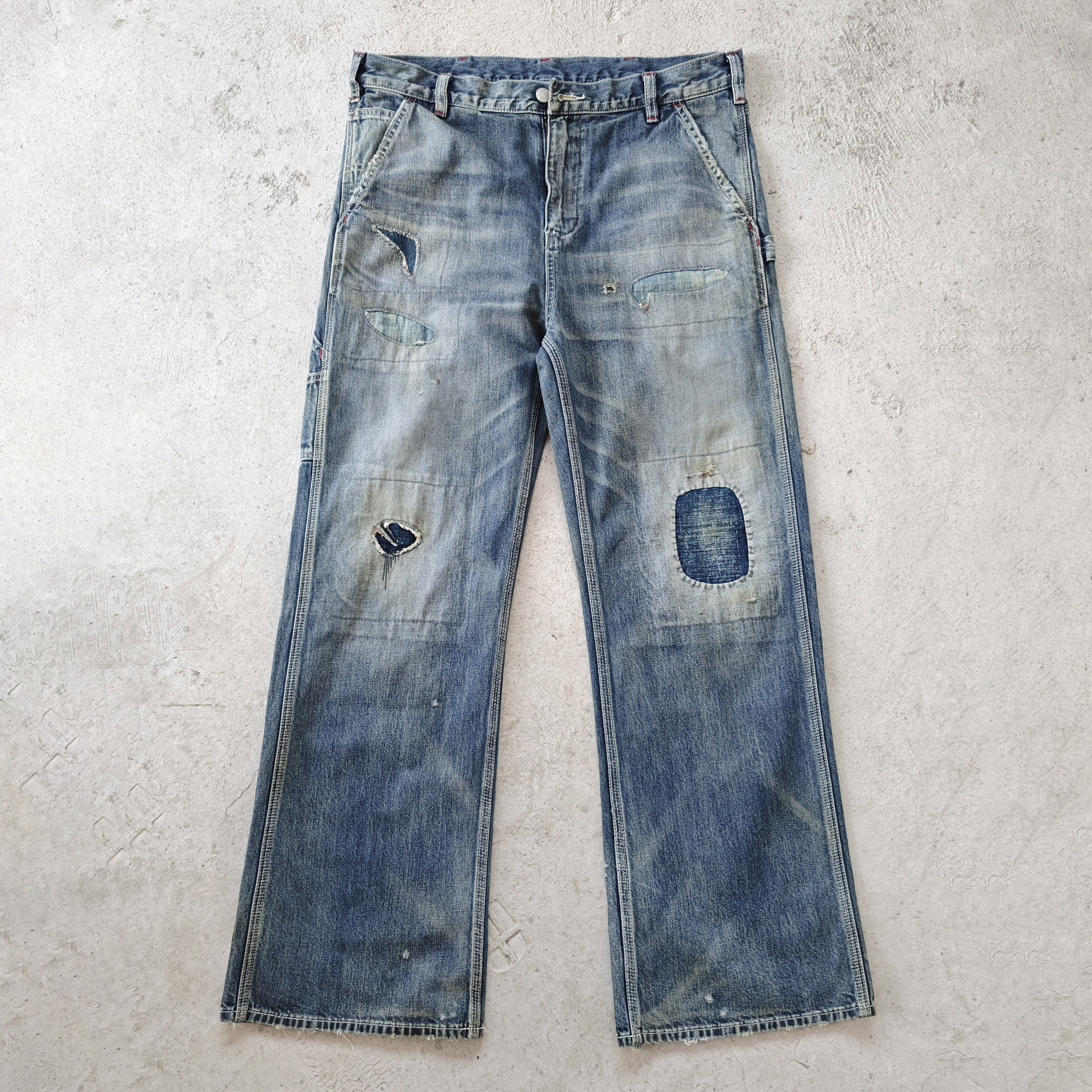 威络古布补丁工装牛仔裤11.5OZ