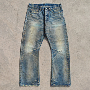PRPS 冰川纹靛青蓝染立体猫须做旧弯刀微喇赤耳牛仔裤 WIROTE 威络