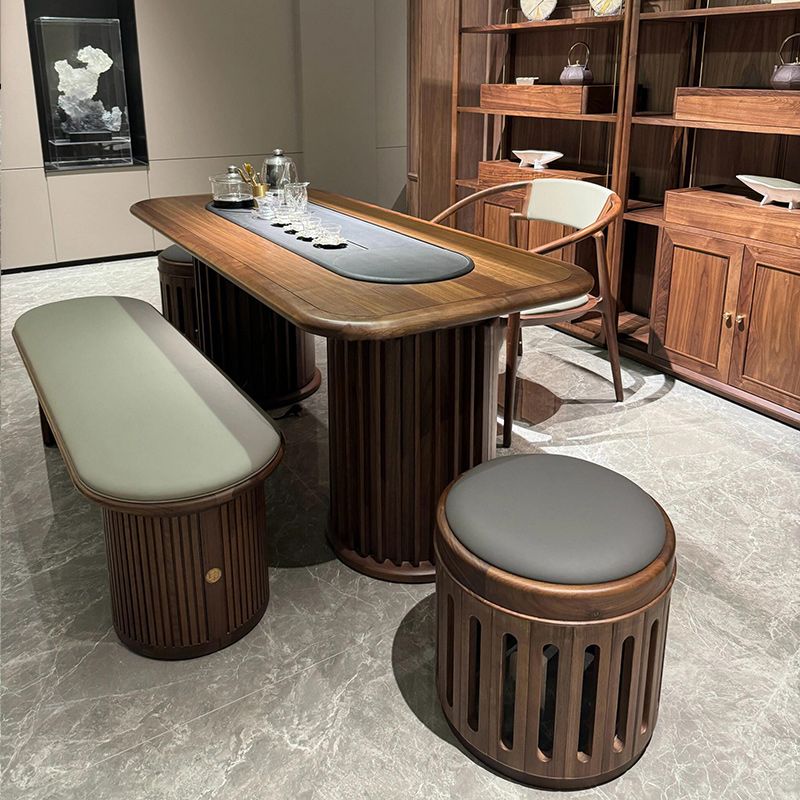 新中式北美黑胡桃木茶桌2025新款高端客厅家用禅意实木茶台泡茶桌