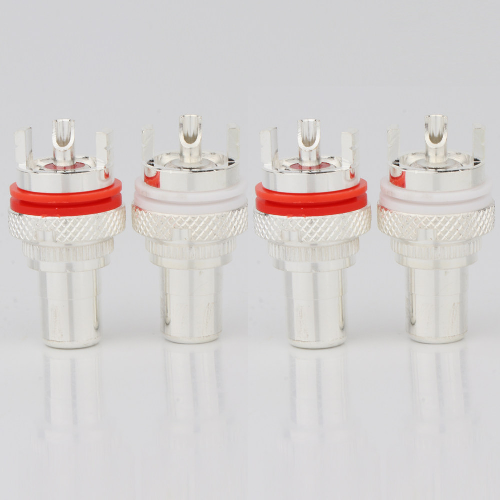 preffair 镀银rca母座hifi功放接线信号端子音响rca莲花插座插头