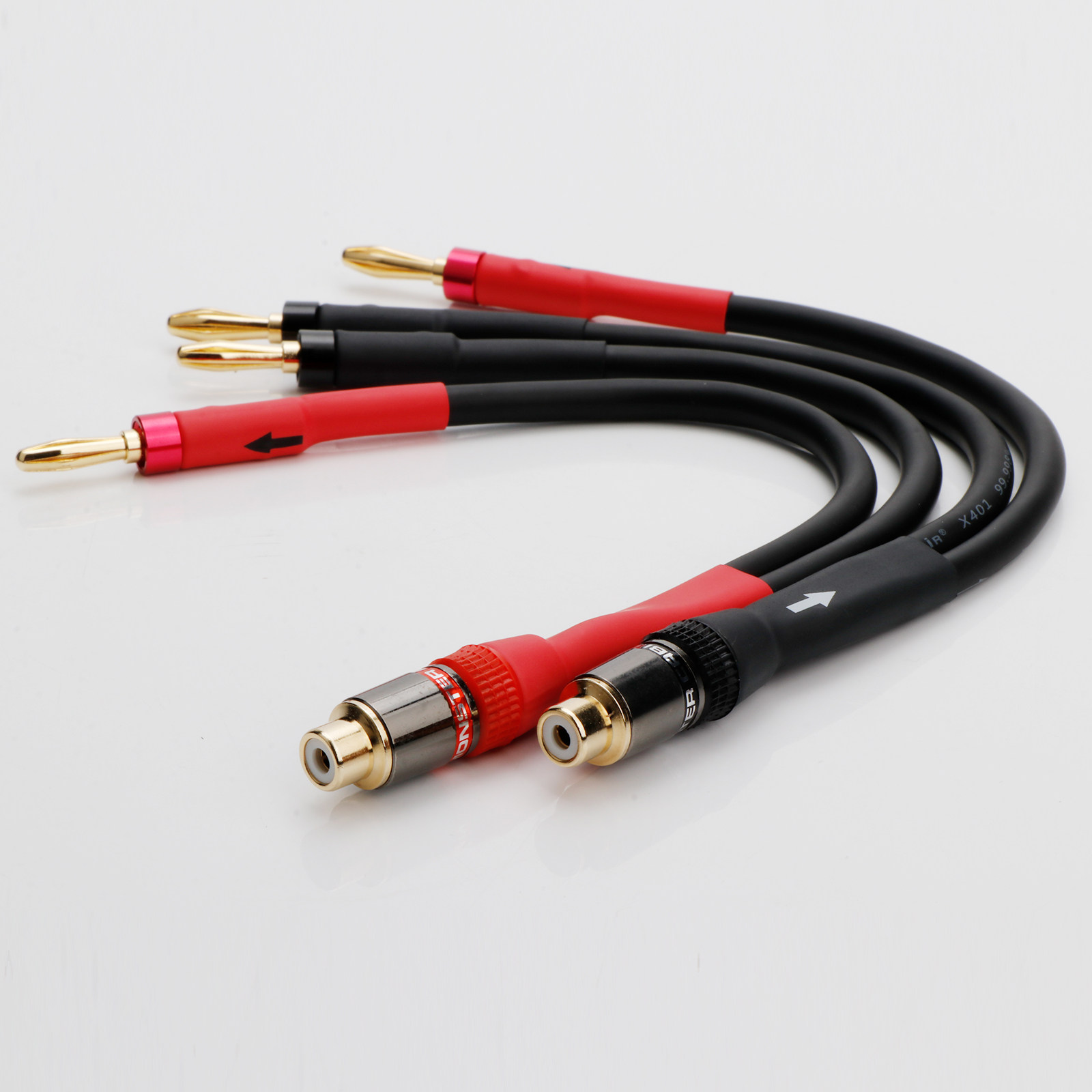 RCA母单莲花转双香蕉头音频线AV转香蕉头音响功放连接音箱喇叭线