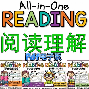 Phonics自然拼读作业纸All-in-One Reading passages英语启蒙素材