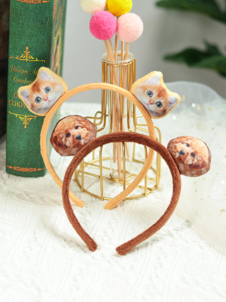 定制女孩发箍生日发卡diy猫狗照片发饰文字头箍卡通个性儿童发圈