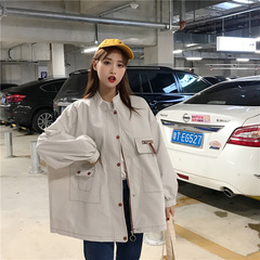 Spring Korean stand collar simple versatile coat