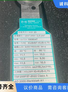 德国REMBE爆破片KUB/BT-KUB-0.75，原装进口议价