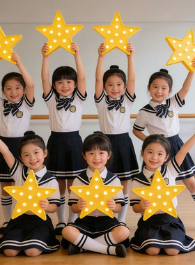 网红演出大号手持星星灯儿童舞台表演道具手拿发光led灯蓝色黄色