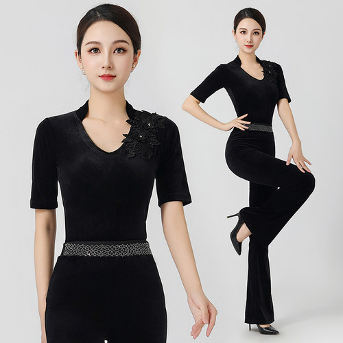 秋冬金丝绒新款形体服女套装导师走秀礼仪训练服端舞蹈练功服套装