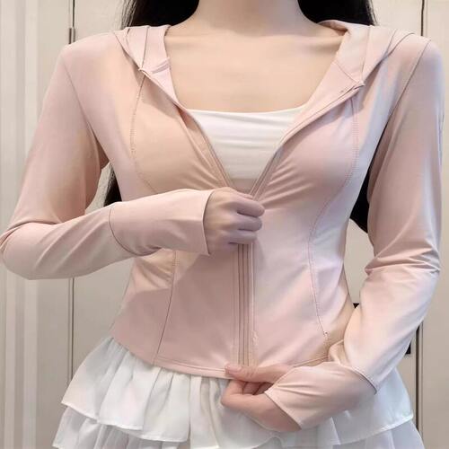 防晒衣女夏季2026新款防紫外线冰丝修身显瘦防晒服瑜伽服外套罩衫