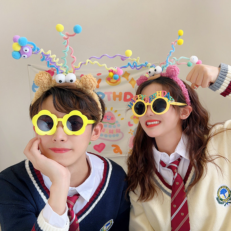 幼儿园疯狂发型日女孩创意搞怪发箍儿童可爱搞笑头箍扭扭棒发卡