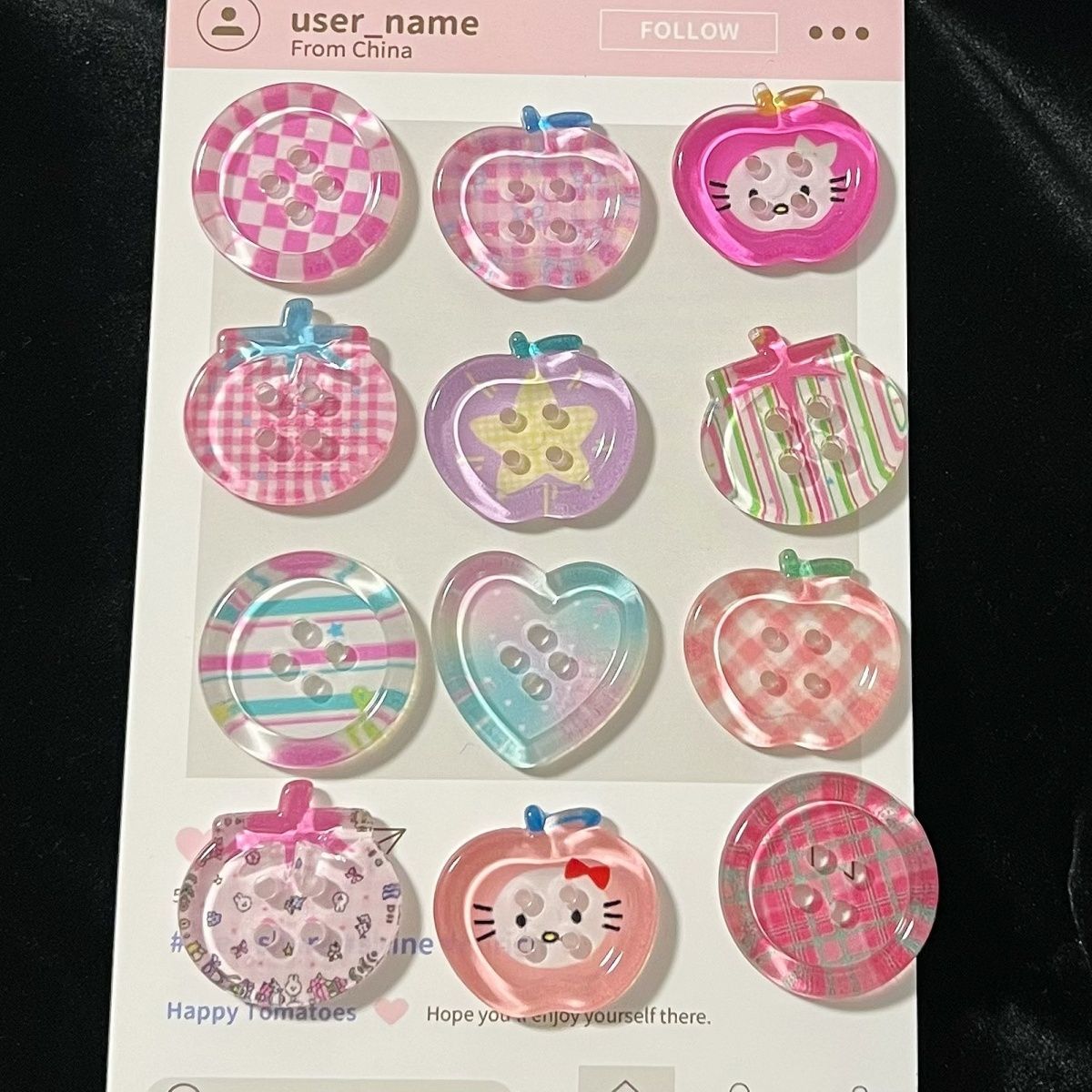 果冻质感多巴胺果冻苹果纽扣混装ins风手账本装饰DIY娃衣发箍配件