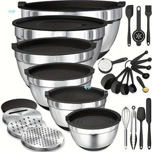 26pcs Stains Steel Mixing Bowl set with Sealing Lids跨境