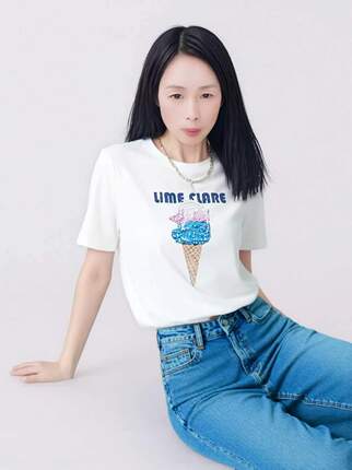 玉栗贝人2026新款韩版大圆领短袖t恤女修身显瘦简约气质正肩上衣